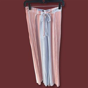 Love University Striped Tie-Waist Flowy Split Front Pants